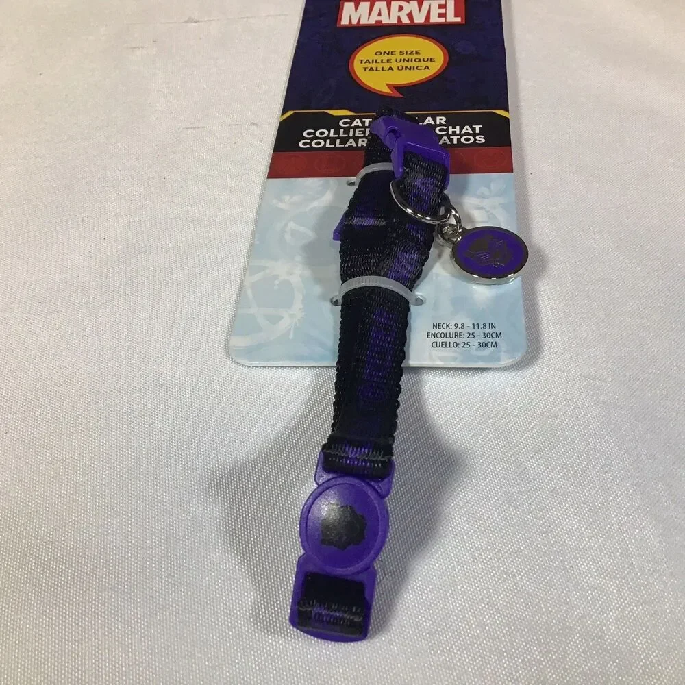 Disney Marvel Cat Collar Black Panther Wakanda Forever Black Purple New